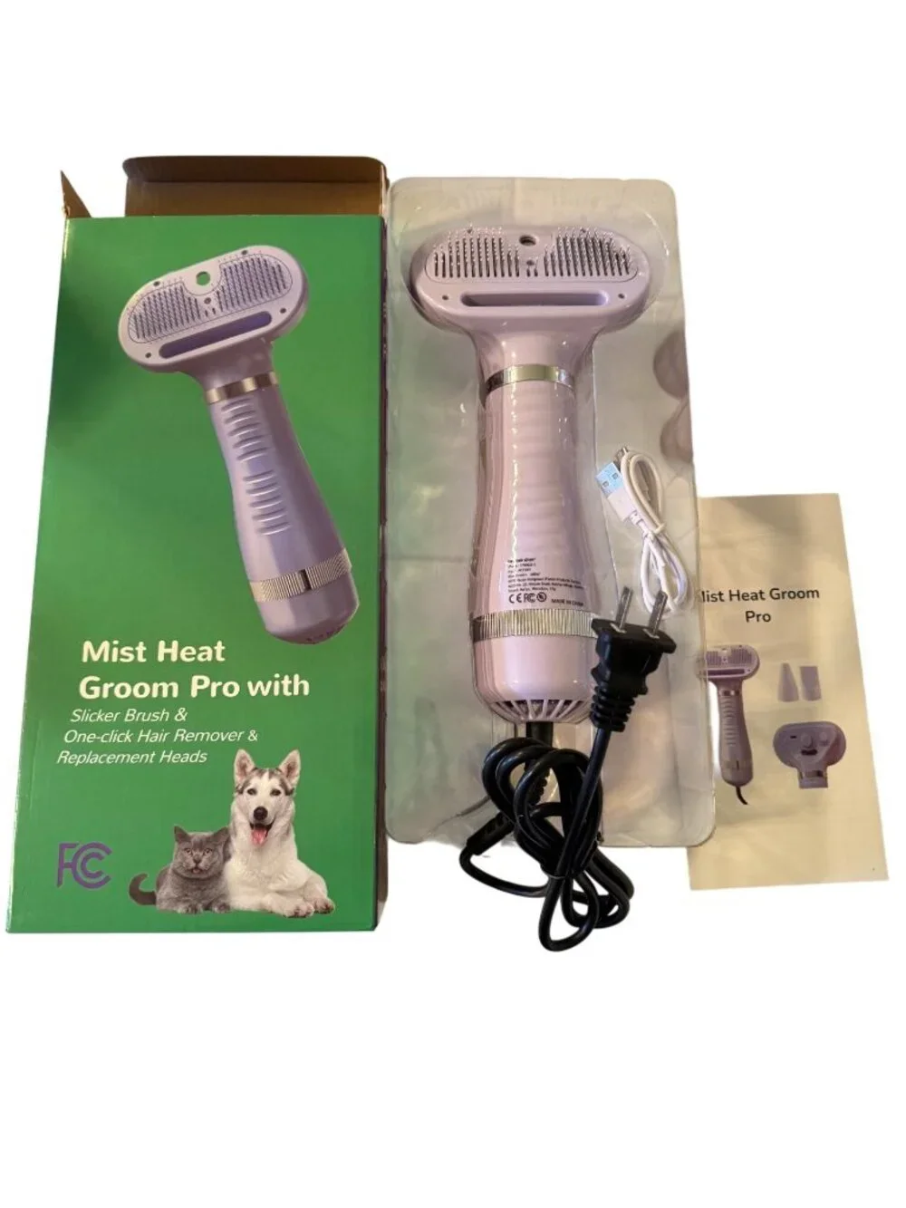 Fido Fave Dog Grooming Mist Heat Groom Pro Brush NWT 3 in 1